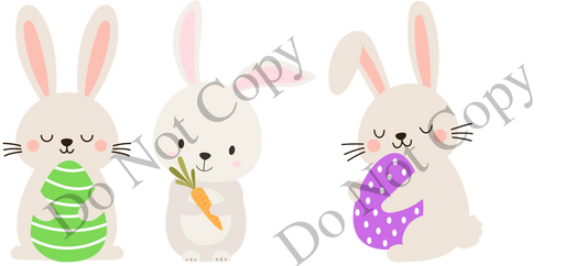 UV-DTF Transfer - Easter bunny cup trio (style 2) for cold cups 10cm tall