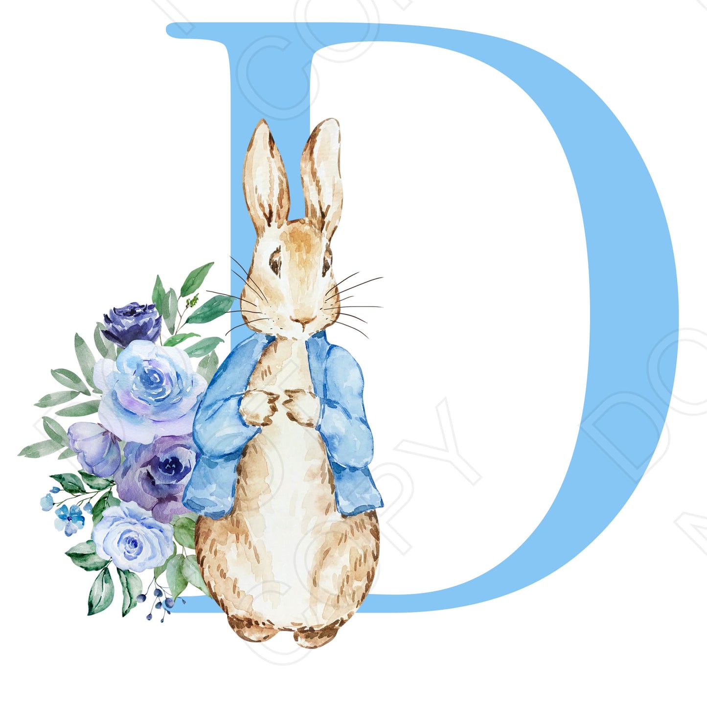 UVDTF Transfer - Vintage Easter Bunny Alphabet (Blue Lettering)