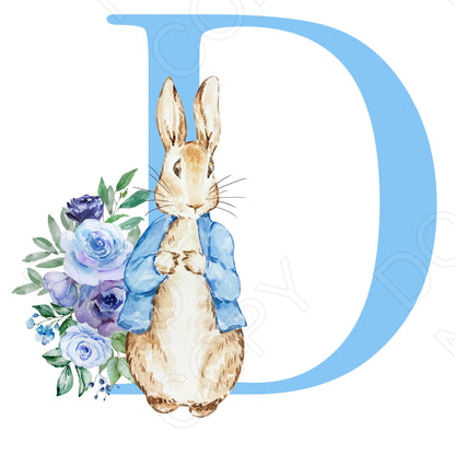 UVDTF Transfer - Vintage Easter Bunny Alphabet (Blue Lettering)