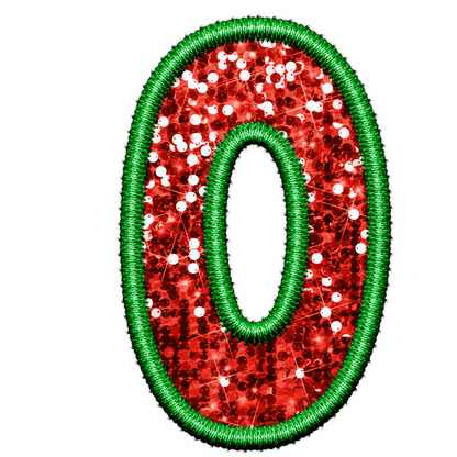 DTF Transfer - Green and Red Embroidery Style Glitter Alphabet for Christmas Sacks Bespoke for you to add a Name