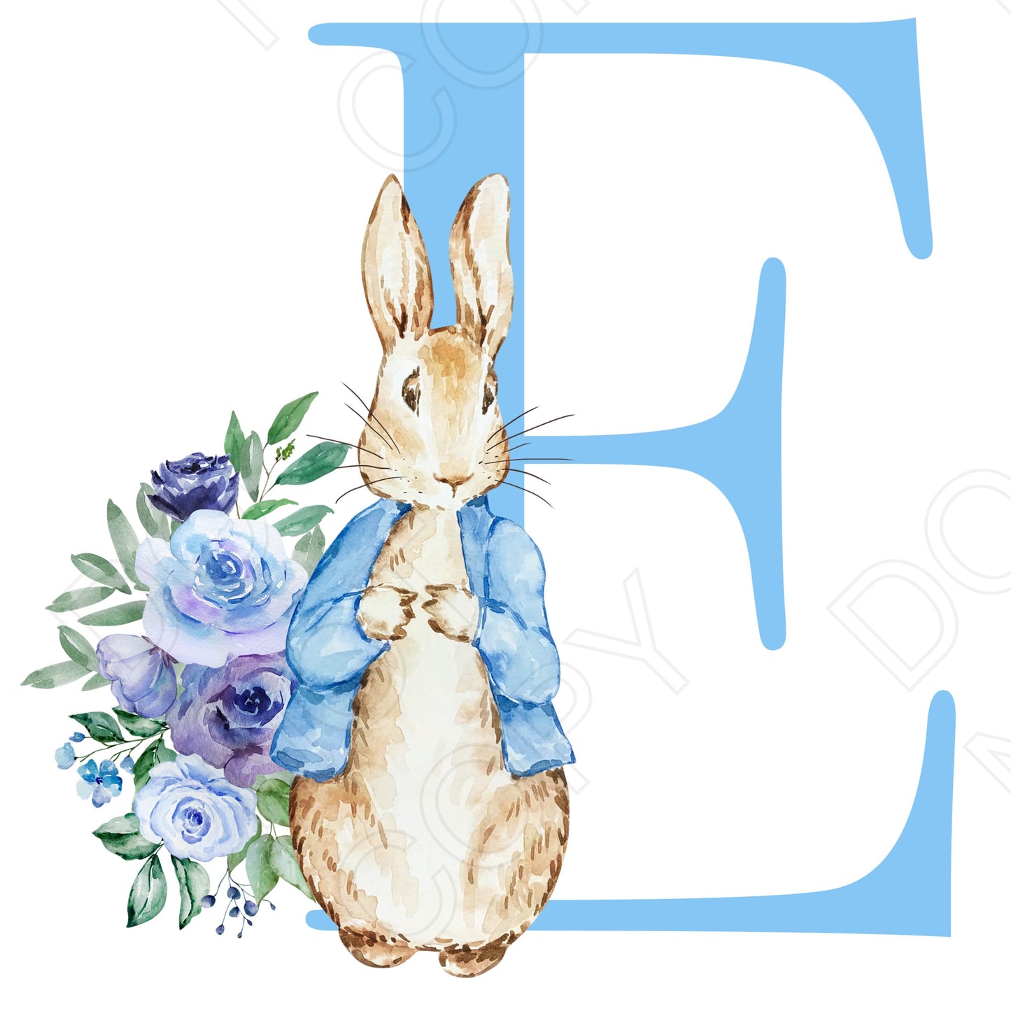 UVDTF Transfer - Vintage Easter Bunny Alphabet (Blue Lettering)