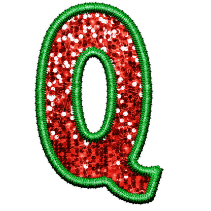 DTF Transfer - Green and Red Embroidery Style Glitter Alphabet for Christmas Sacks Bespoke for you to add a Name