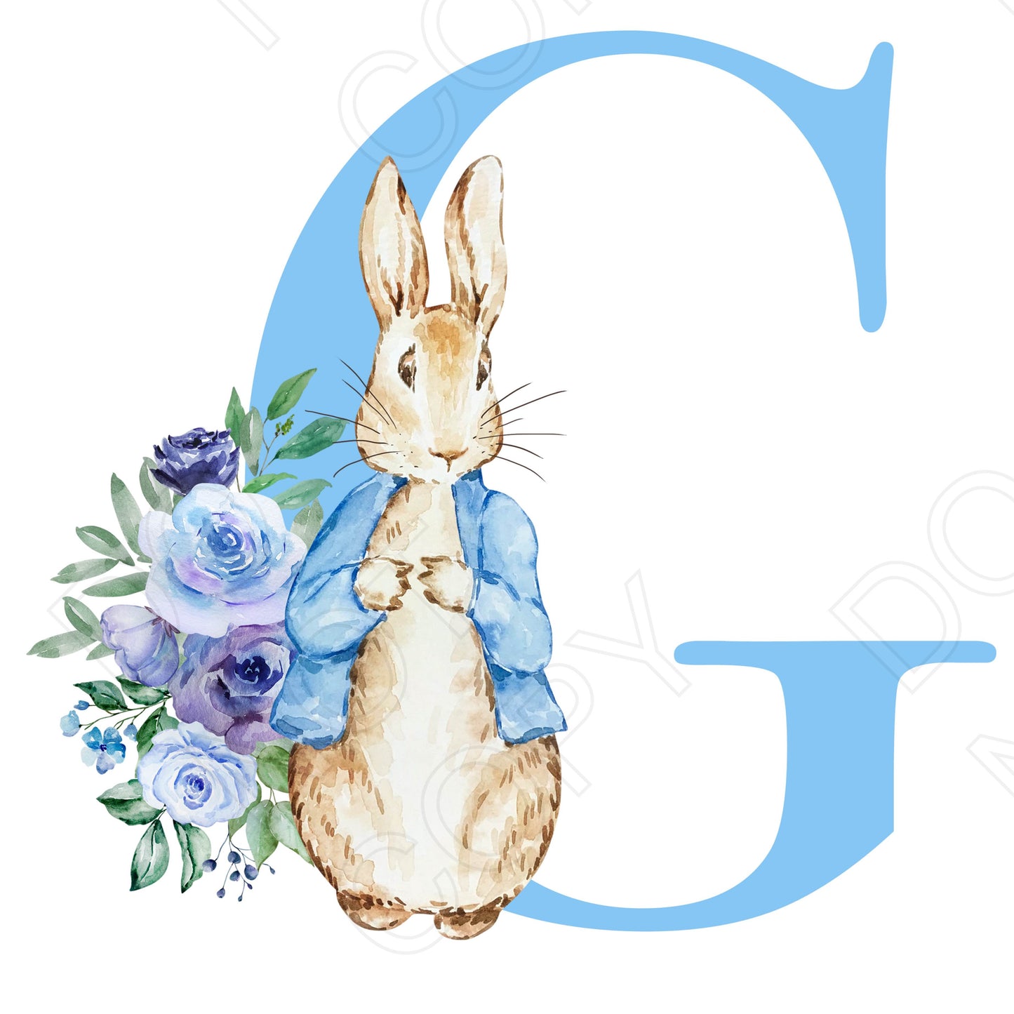 UVDTF Transfer - Vintage Easter Bunny Name (Blue Lettering) (Bespoke)