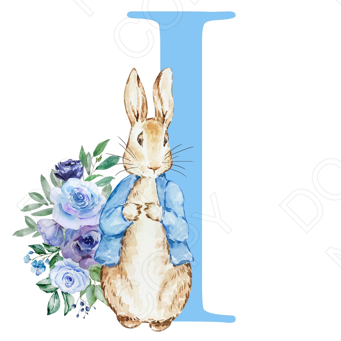 UVDTF Transfer - Vintage Easter Bunny Name (Blue Lettering) (Bespoke)