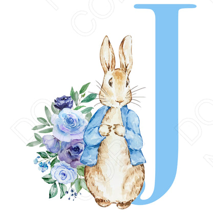 UVDTF Transfer - Vintage Easter Bunny Alphabet (Blue Lettering)