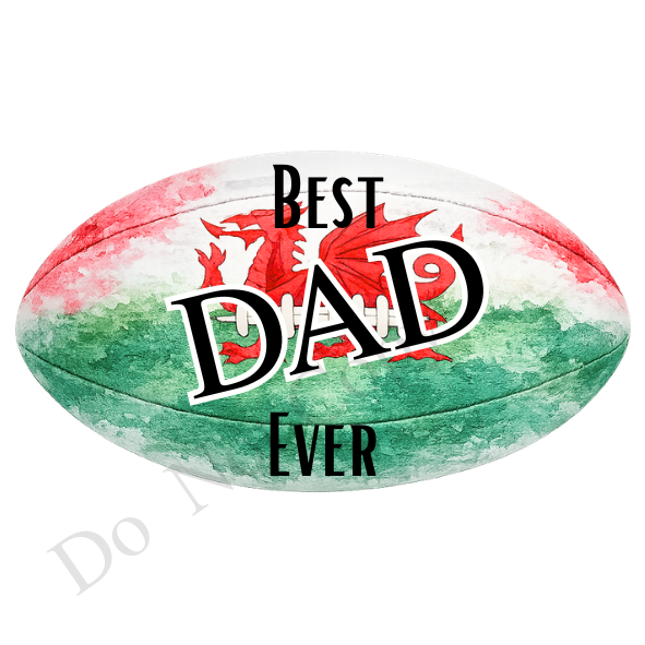 UVDTF Transfer - welsh colours rugby ball suitable for keyrings  (Choice of Names)