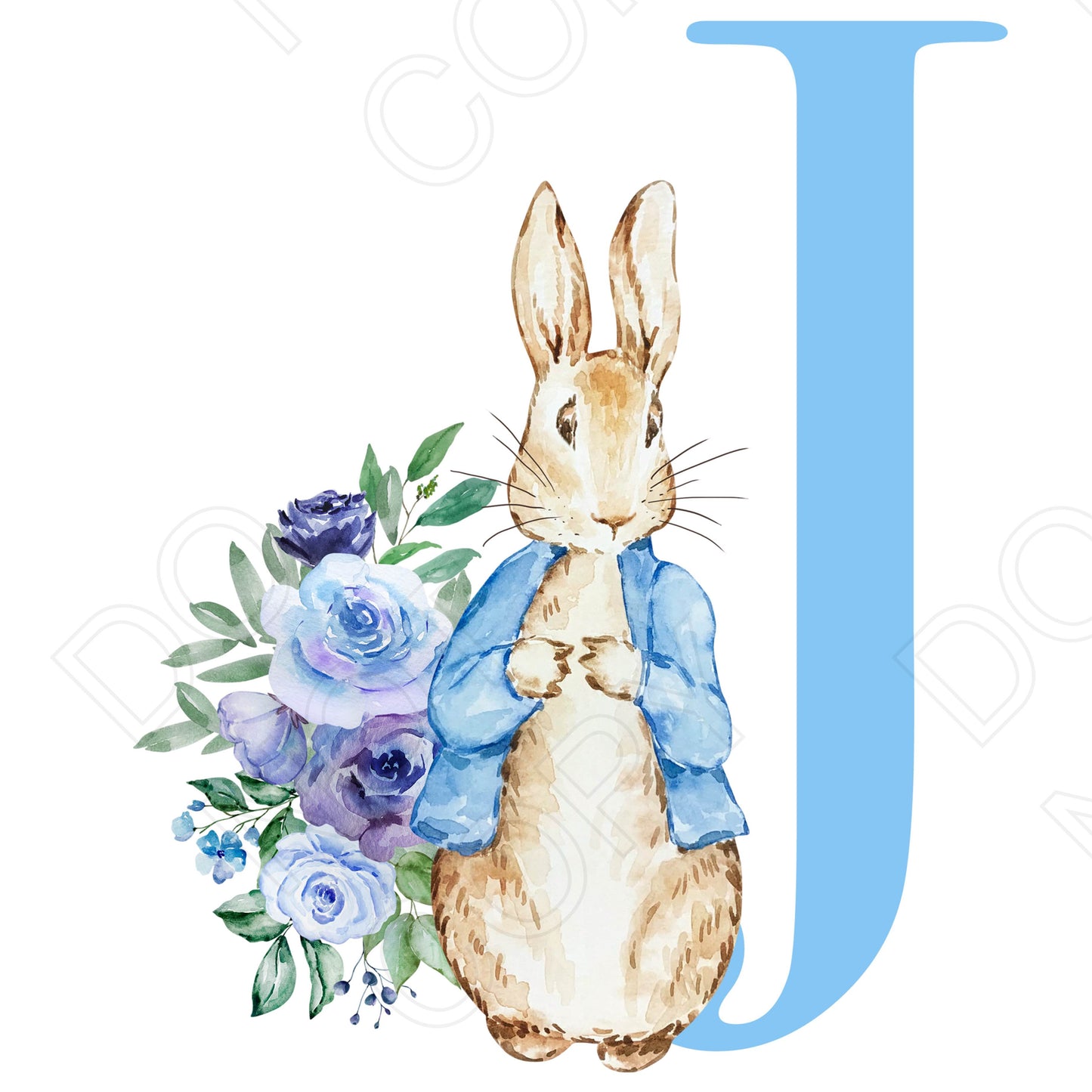 UVDTF Transfer - Vintage Easter Bunny Name (Blue Lettering) (Bespoke)