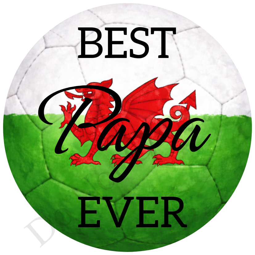 UVDTF Transfer - Wales colour football design suitable for 4cm keyrings  (Choice of Names)