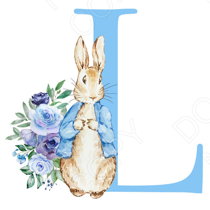 UVDTF Transfer - Vintage Easter Bunny Alphabet (Blue Lettering)
