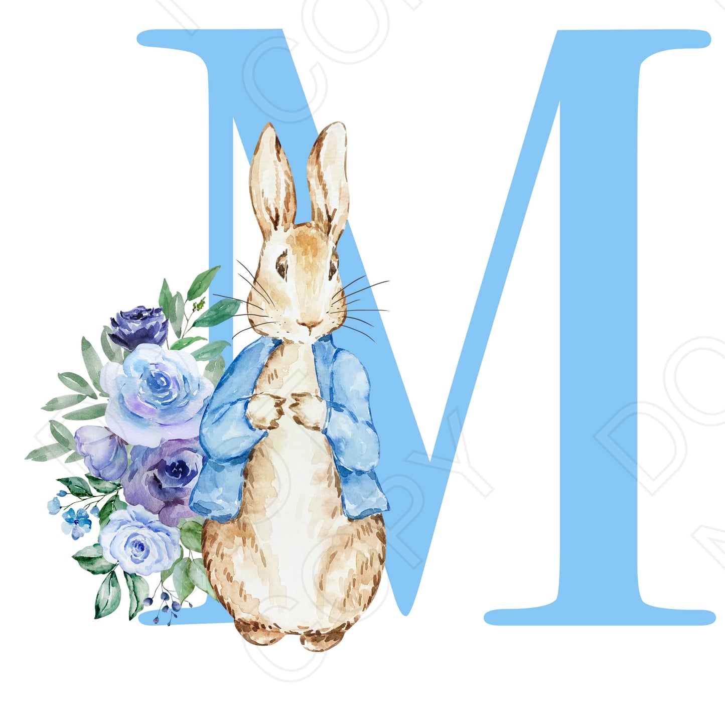 UVDTF Transfer - Vintage Easter Bunny Alphabet (Blue Lettering)