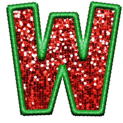DTF Transfer - Green and Red Embroidery Style Glitter Alphabet for Christmas Sacks Bespoke for you to add a Name