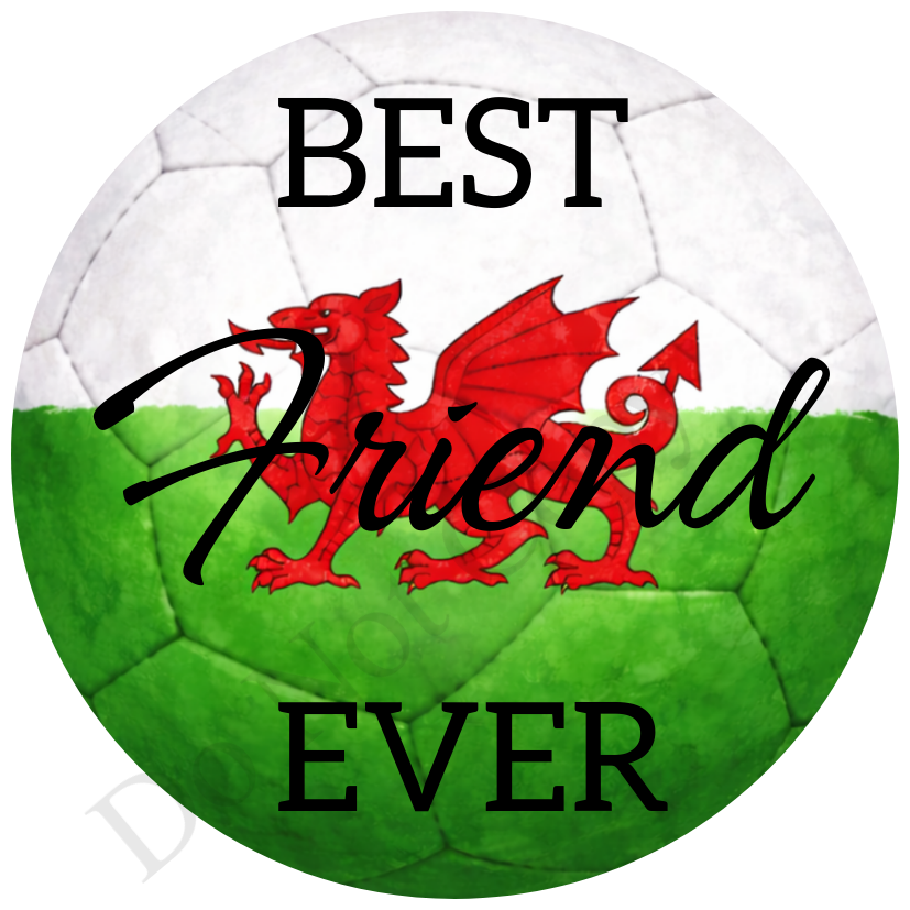UVDTF Transfer - Wales colour football design suitable for 4cm keyrings  (Choice of Names)
