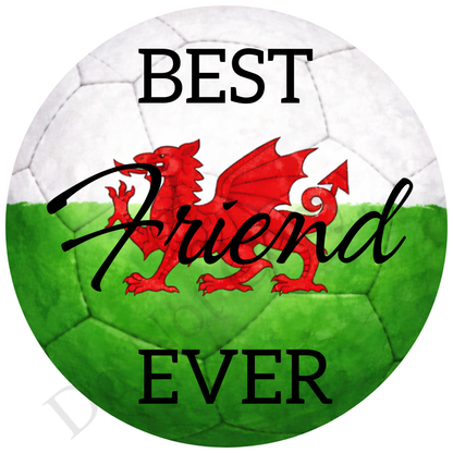 UVDTF Transfer - Wales colour football design suitable for 4cm keyrings  (Choice of Names)