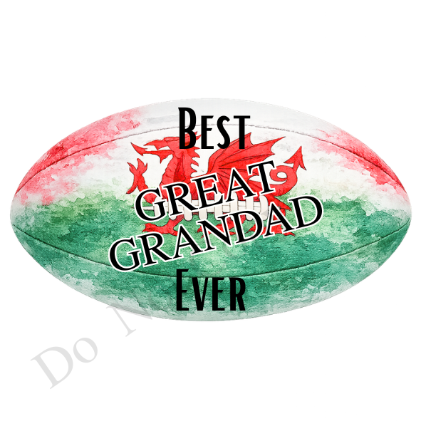UVDTF Transfer - welsh colours rugby ball suitable for keyrings  (Choice of Names)