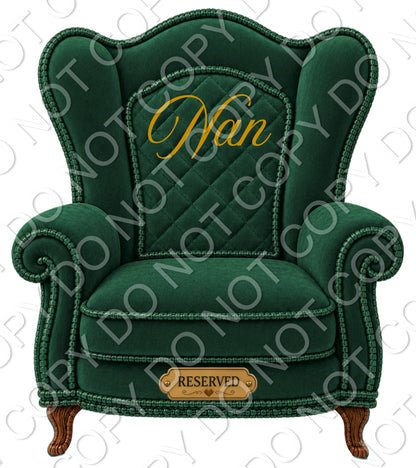 UVDTF Transfer - Memorial Chairs with Names to fit Woodform Acrylic Hanging Chairs (Green)
