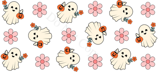 UV-DTF Transfer - Cute Ghost and Pumpkin full libby/cup wrap