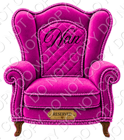 UVDTF Transfer - Memorial Chairs with Names to fit Woodform Acrylic Hanging Chairs (Pink)