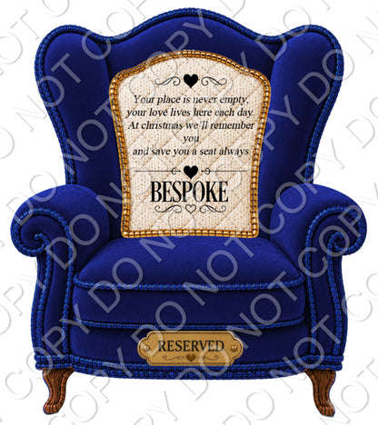 UV-DTF Transfer - Memorial Chairs to fit Woodform Acrylic Hanging Chairs Style 2 (Bespoke)