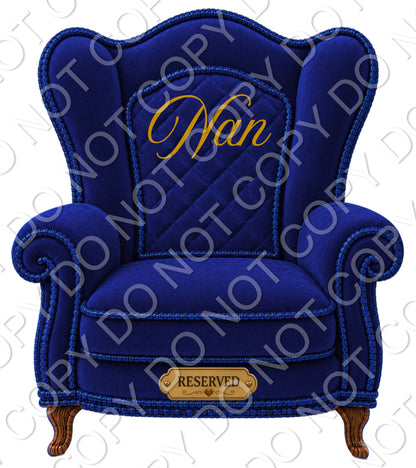 UVDTF Transfer - Memorial Chairs with Names to fit Woodform Acrylic Hanging Chairs (Blue)