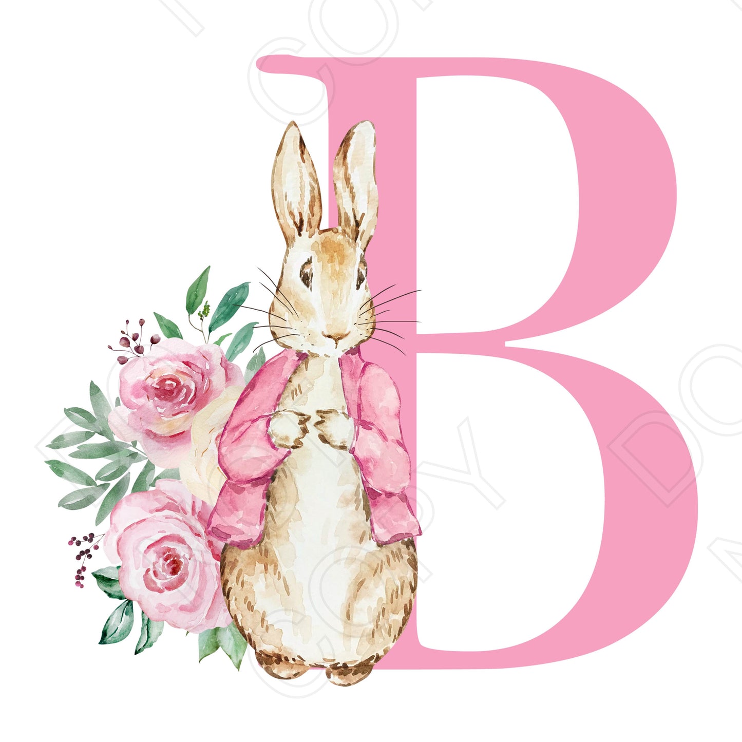 UVDTF Transfer - Vintage Easter Bunny Alphabet (Pink Lettering)