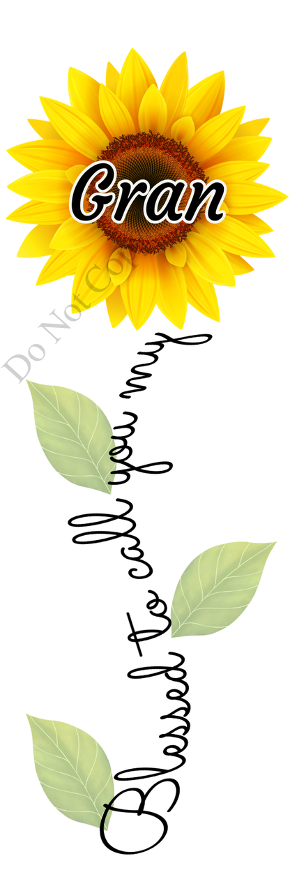 UVDTF Transfer - Sunflower Blessed Flower Designs (Large Range of Names Available)