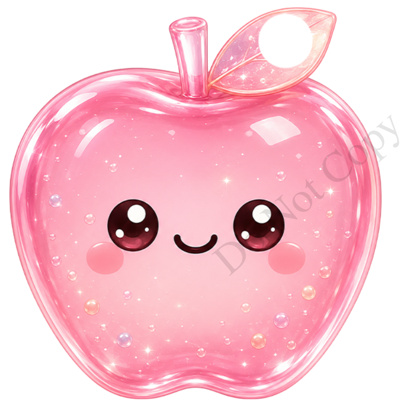 UVDTF Transfer - Cartoon Squishy Apple Cute Keyring Design Plain Version