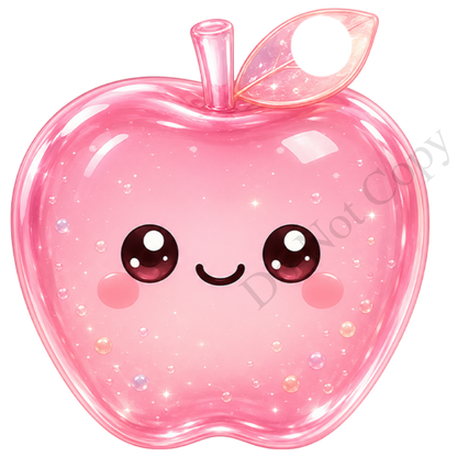 UVDTF Transfer - Cartoon Squishy Apple Cute Keyring Design Plain Version