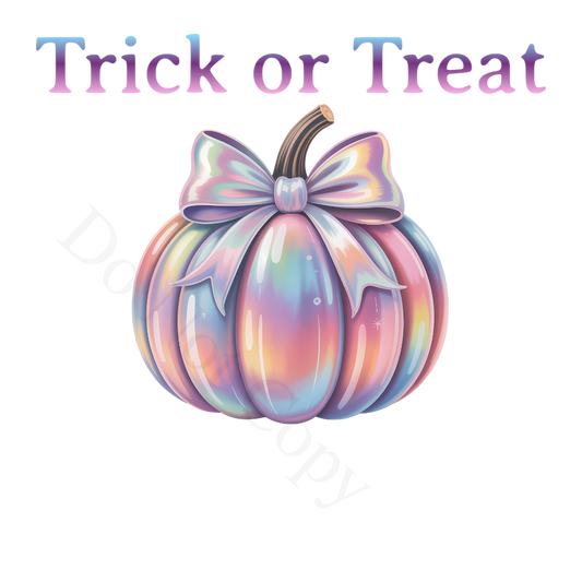 DTF Transfer - Halloween Pastel Pumpkin Trick or Treat bag/tshirt design