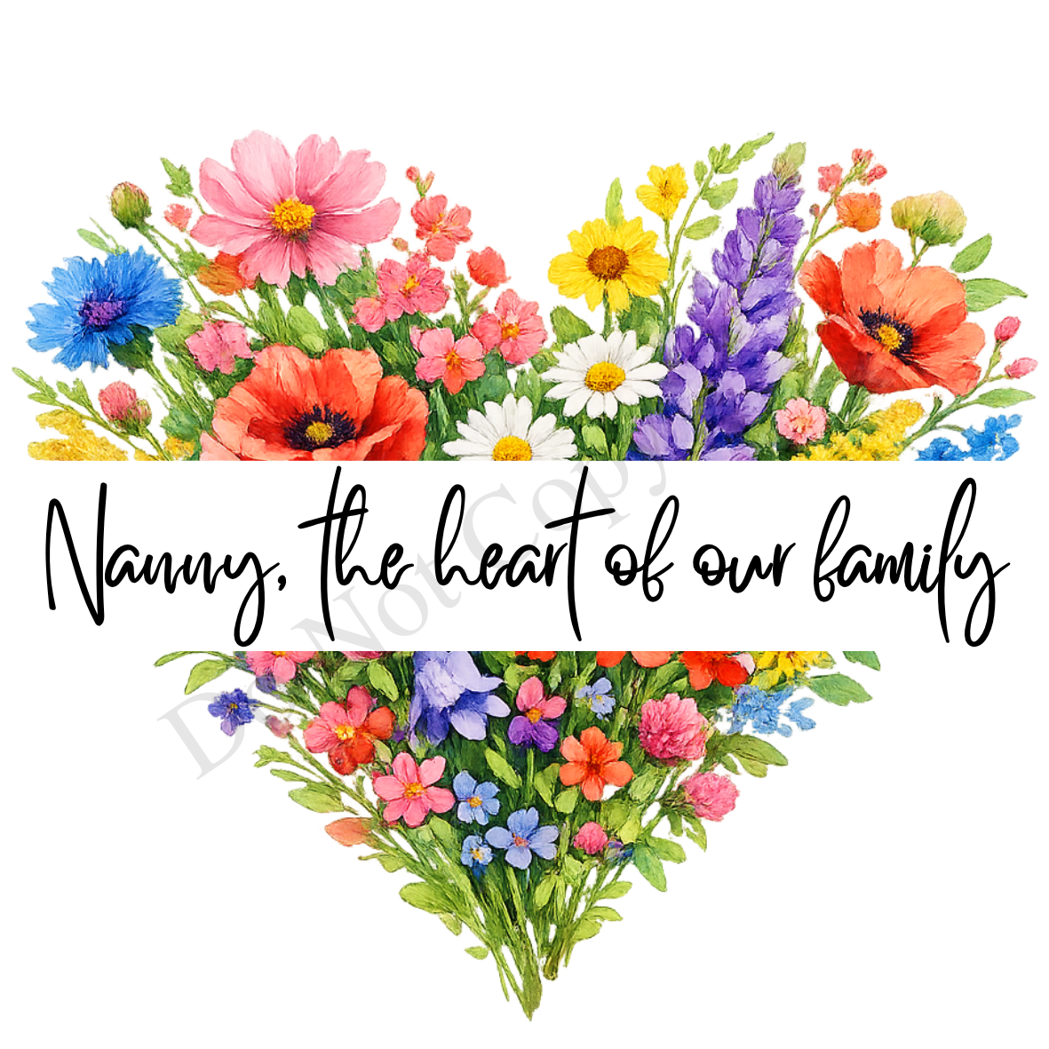 UVDTF Transfer - Beautiful mothers day Heart of our family design with choice of names