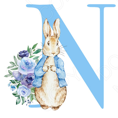 UVDTF Transfer - Vintage Easter Bunny Alphabet (Blue Lettering)
