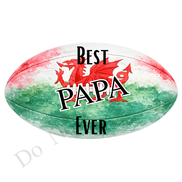 UVDTF Transfer - welsh colours rugby ball suitable for keyrings  (Choice of Names)