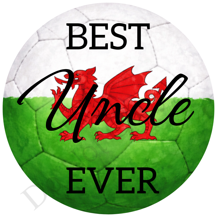 UVDTF Transfer - Wales colour football design suitable for 4cm keyrings  (Choice of Names)