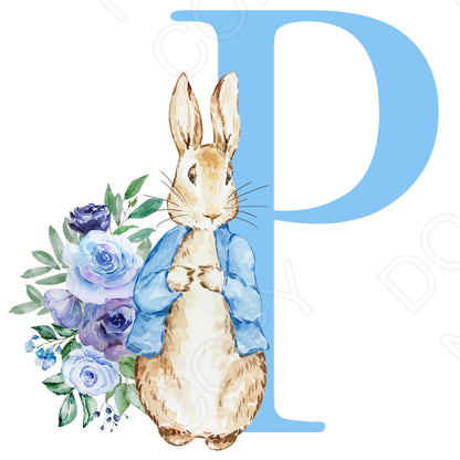 UVDTF Transfer - Vintage Easter Bunny Alphabet (Blue Lettering)