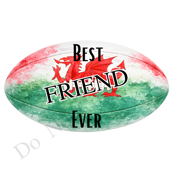 UVDTF Transfer - welsh colours rugby ball suitable for keyrings  (Choice of Names)