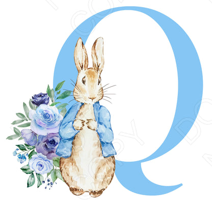 UVDTF Transfer - Vintage Easter Bunny Alphabet (Blue Lettering)