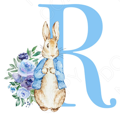 UVDTF Transfer - Vintage Easter Bunny Alphabet (Blue Lettering)