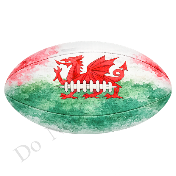 UVDTF Transfer - welsh colours rugby ball suitable for keyrings  (Choice of Names)