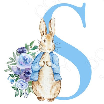 UVDTF Transfer - Vintage Easter Bunny Name (Blue Lettering) (Bespoke)