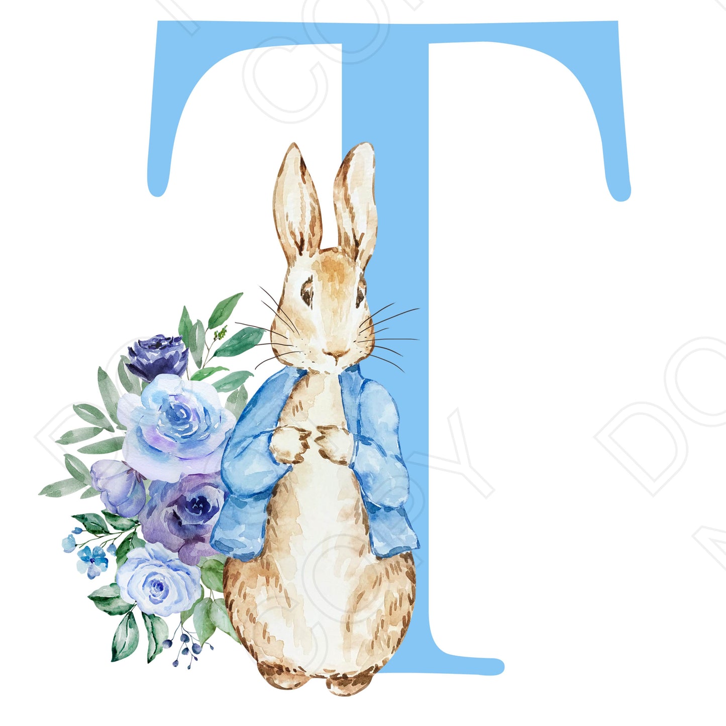 UVDTF Transfer - Vintage Easter Bunny Alphabet (Blue Lettering)