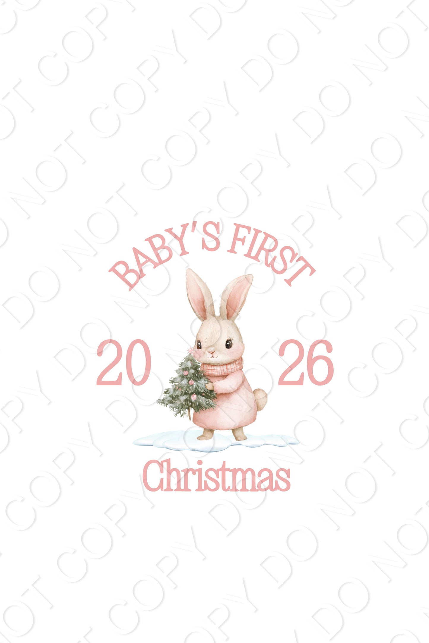 UV-DTF Transfer - Pink Bunny Baby's First Christmas design for Woodform and Craft Shapes Direct  10cm tall bauble