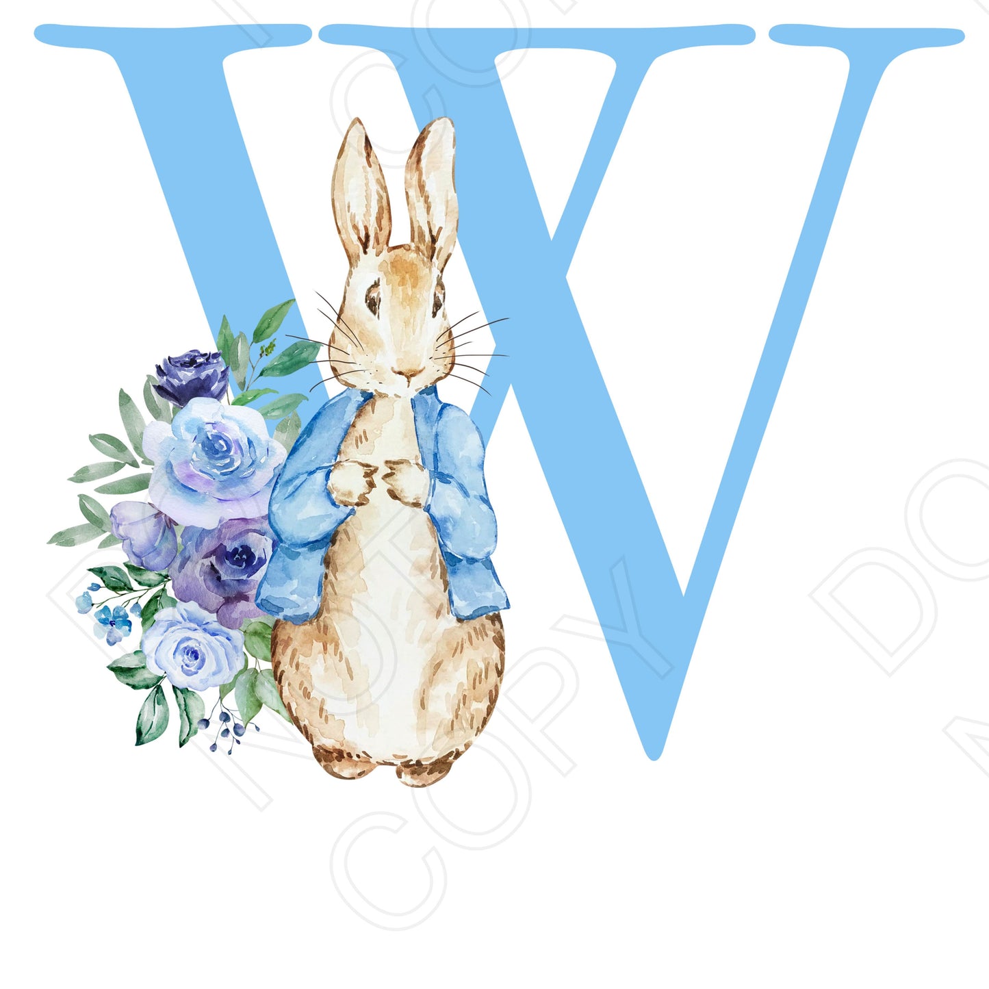 UVDTF Transfer - Vintage Easter Bunny Alphabet (Blue Lettering)