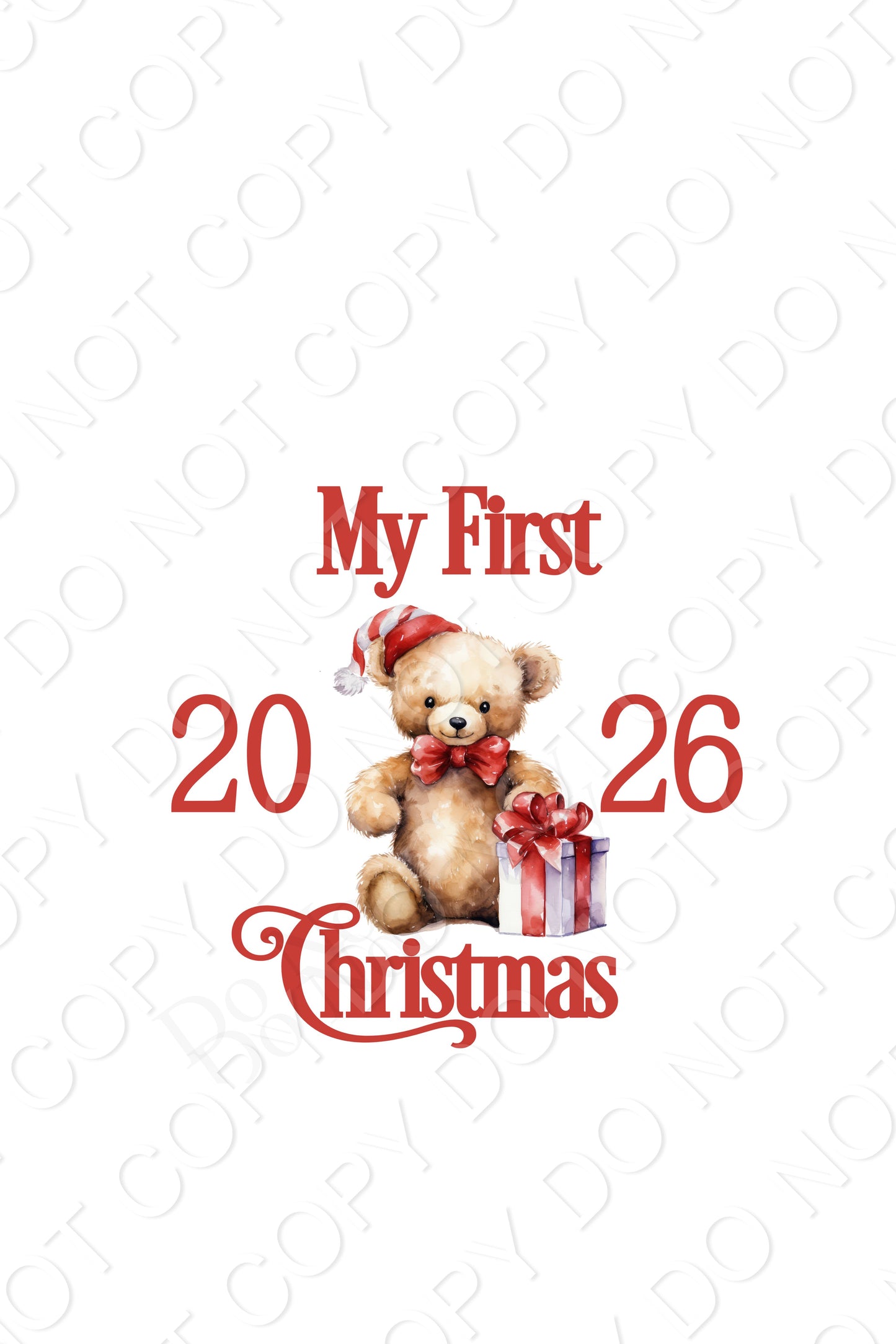 UV-DTF Transfer - Red Bear My First Christmas design for Woodform and Craft Shapes Direct  10cm tall bauble