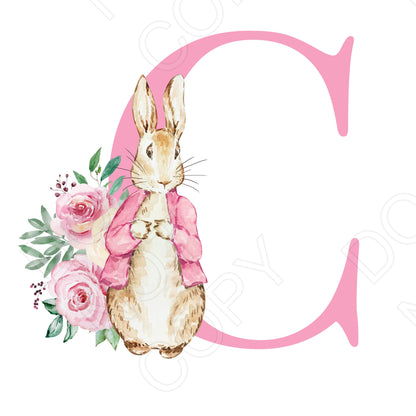 UVDTF Transfer - Vintage Easter Bunny Name (Pink Lettering) (Bespoke)