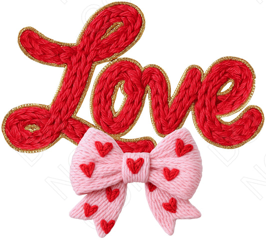 DTF Transfer - Love with Bow Embroidered Style