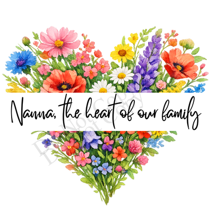 UVDTF Transfer - Beautiful mothers day Heart of our family design with choice of names