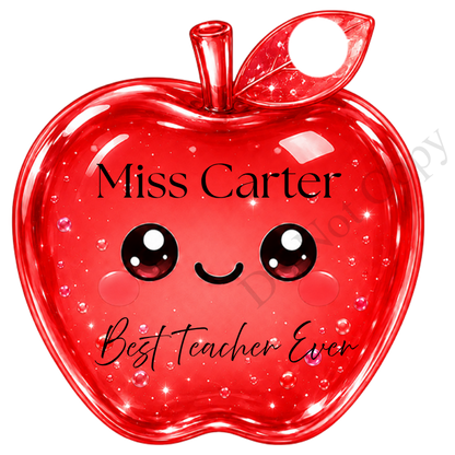 UVDTF Transfer - Cartoon Squishy Apple Cute Keyring Design Best Teacher Bespoke Version