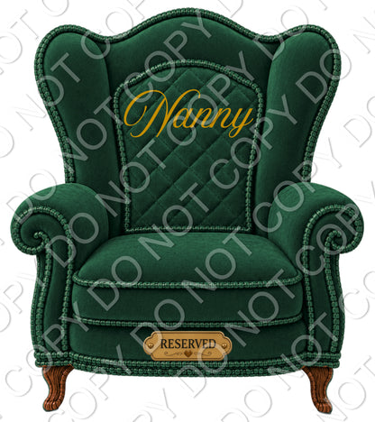 UVDTF Transfer - Memorial Chairs with Names to fit Woodform Acrylic Hanging Chairs (Green)