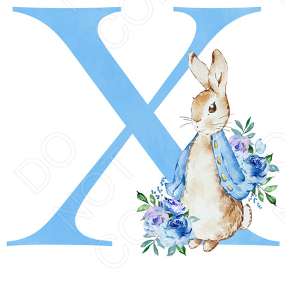 UVDTF Transfer - Vintage Easter Bunny Alphabet (Blue Lettering)