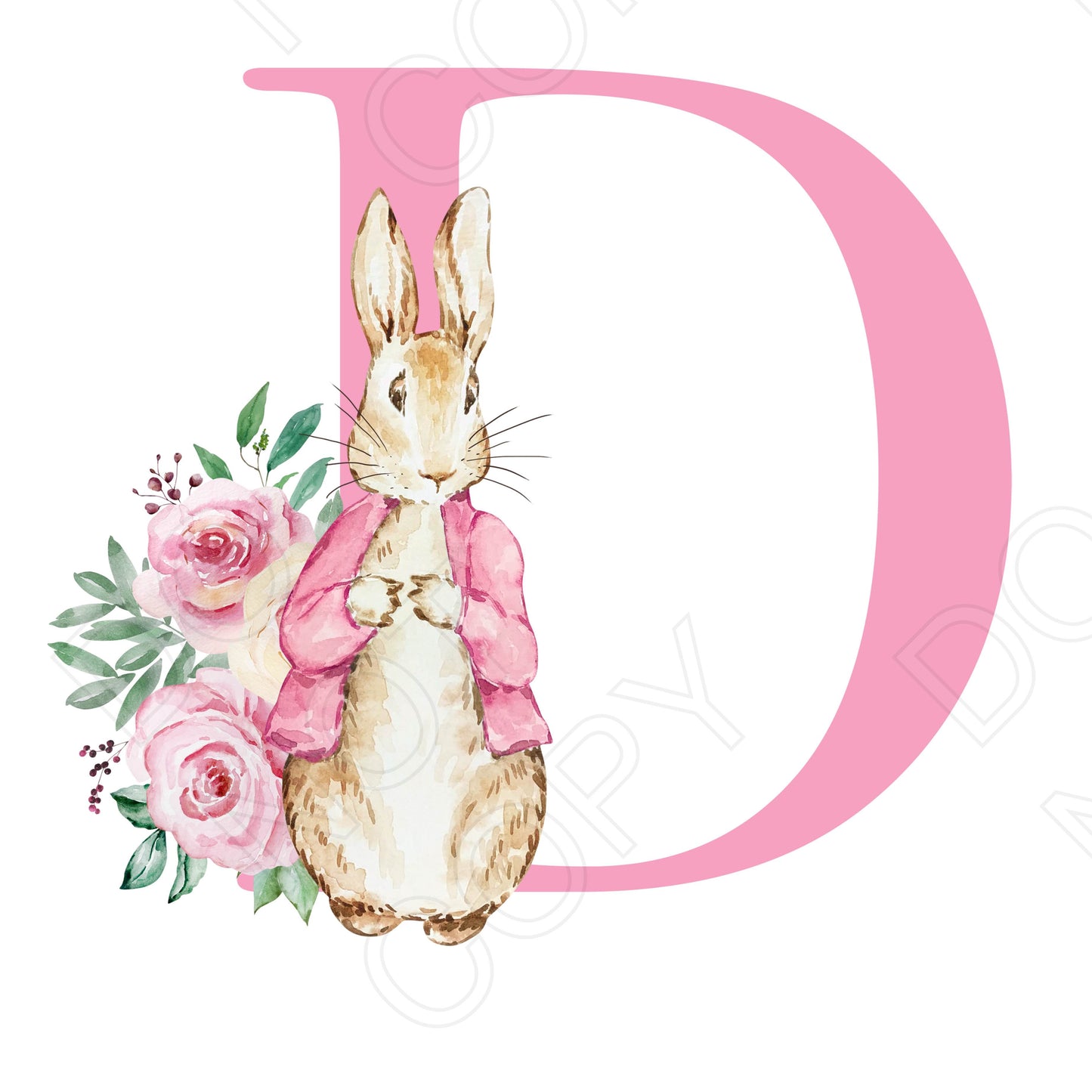 UVDTF Transfer - Vintage Easter Bunny Alphabet (Pink Lettering)