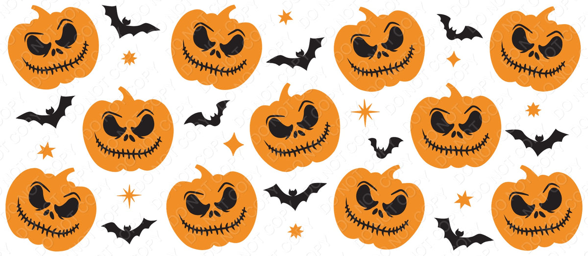 UV-DTF Transfer - Cup Wrap for 16oz Libby Cup - Pumpkin & Bat Colourful Design